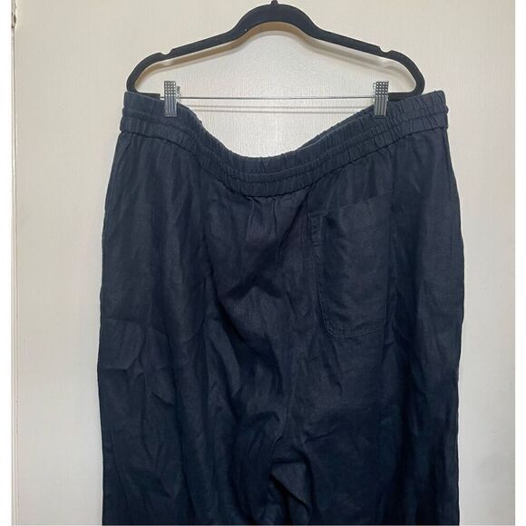 Talbots Plus WASHED LINEN WIDE LEG PANTS in Black size 3X NWT - Picture 7 of 10